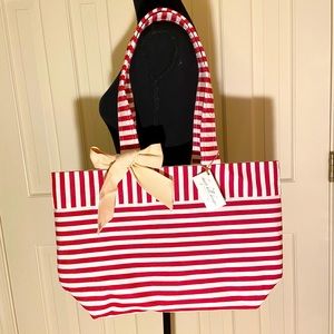 NWT Sharp Hill Designs Canvas Red Striped Tote